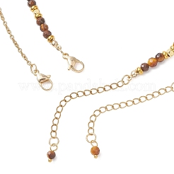 Tree of Life 304 Stainless Steel Pendant Cable Chain and Natural Tiger Eye Rectangle Round Beaded Double Layer Necklaces&nbsp;NJEW-JN05713