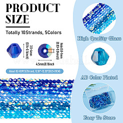 10 Strands 5 Colors Electroplate Transparent Glass Beads Strands&nbsp;EGLA-TA0013-78B