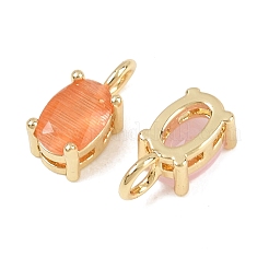 Brass Cat Eye Pendants&nbsp;KK-C251-09B-G