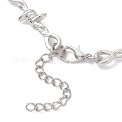 Opalite Heart Pendant Alloy Barbed Wire Link Chain Necklaces for Women&nbsp;NJEW-JN05614