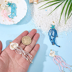 8Pcs 4 Colors Synthetic Turquoise & Blue Spinel & Natural Howlite & Rose Quartz & Magnesite Starfish & Glass Seed Beaded Jellyfish Big Pendants&nbsp;FIND-SC0021-21