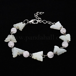 Butterfly Natural New Jade Beaded Bracelets for Girl Women&nbsp;BJEW-S145-002A