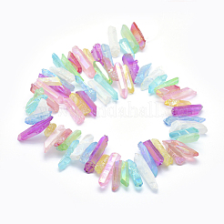 Electroplated Natural Quartz Crystal Beads Strands&nbsp;G-P368-04