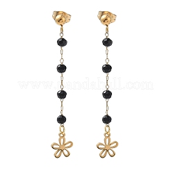 304 Stainless Steel Glass Tassel Stud Earrings&nbsp;EJEW-G453-05G-01