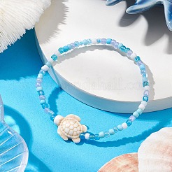Dyed Synthetic Turquoise Beaded Stretch Bracelets for Kids&nbsp;BJEW-JB110102-02