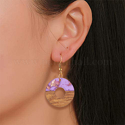 Transparent Resin & Walnut Wood Pendants&nbsp;RESI-CJ0001-75