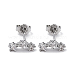 Brass Micro Pave Clear Cubic Zirconia Stud Earrings&nbsp;EJEW-D288-20P