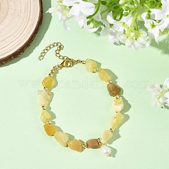 Natural Yellow Opal Beads & Natural Cultured Freshwater Pearl Charm Bracelets for Women&nbsp;BJEW-JB14216
