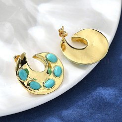 Flat Round Brass Stud Earrings&nbsp;EJEW-Z086-06G