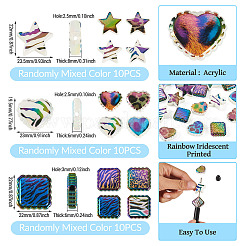 30Pcs 3 Styles Rainbow Iridescent Printed Opaque Acrylic Beads&nbsp;OACR-TA0004-52B