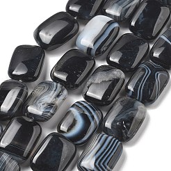 Natural Black Agate Beads Strands&nbsp;G-K392-B02-13x18mm