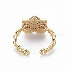 Brass Micro Pave Cubic Zirconia Cuff Rings&nbsp;RJEW-Q164-011-NF