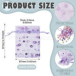 Flower Printed Organza Drawstring Bags&nbsp;OP-TAC0003-03