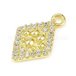 Brass Micro Pave Clear Cubic Zirconia Pendants&nbsp;KK-L238-21G