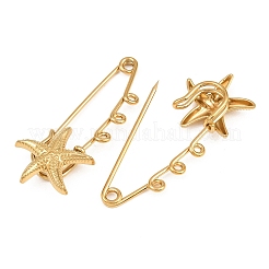 Starfish 304 Stainless Steel Safety Pins Brooch Findings&nbsp;SA-CBA098D-16C-G03