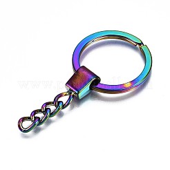 Rainbow Color Alloy Split Key Rings&nbsp;PALLOY-S180-229-NR