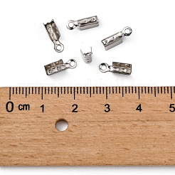 Tarnish Resistant 201 Stainless Steel Fold Over Crimp Cord Ends&nbsp;X-STAS-R055-08