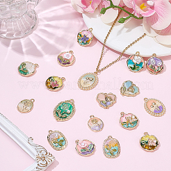 18Pcs 18 Styles Alloy Enamel Pendants&nbsp;ENAM-ME0001-69