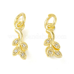 Rack Plating Brass Pave Cubic Zirconia Leaf Shape Ice Pick Pinch Bails&nbsp;KK-G464-07G