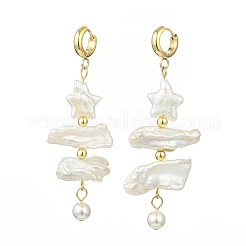 Star Natural Keshi Pearl Hoop Earrings&nbsp;EJEW-JE07150