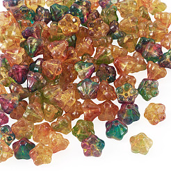 100Pcs Baking Paint and Golden Metal Enlaced Glass Beads&nbsp;DGLA-TAD0001-01