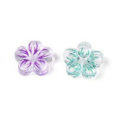 Flower Theme Printed Transparent Resin Cabochons&nbsp;CRES-T025-27