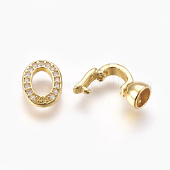 Brass Micro Pave Cubic Zirconia Fold Over Clasps&nbsp;KK-P164-10G