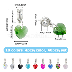 40Pcs 10 Colors Glass European Dangle Charms&nbsp;PALLOY-FI00003