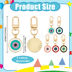 10Pcs 5 Colors Flat Round Alloy Enamel Pendant Decorations&nbsp;HJEW-PH02415