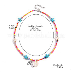 Summer Beach Natural Shell Pendant Glass Seed Beaded Necklaces for Women&nbsp;FS-WGEF253-03