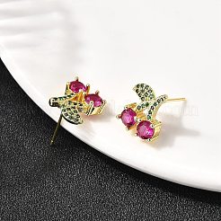 Cherry Brass Micro Pave Cubic Zirconia Dangle Earrings&nbsp;EJEW-L305-07G