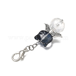 8Pcs Cat Shape Glass Pendant Decorations&nbsp;HJEW-JM04088