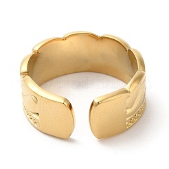 304 Stainless Steel Textured Open Cuff Ring for Women&nbsp;RJEW-I098-08G
