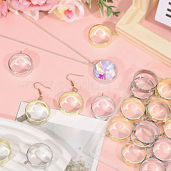 24Pcs 2 Colors Rack Plating Alloy Round Open Back Bezel Pendants&nbsp;FIND-CA0010-87
