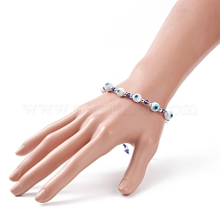 Lampwork Evil Eye & Glass Braided Bead Bracelet&nbsp;BJEW-TA00157