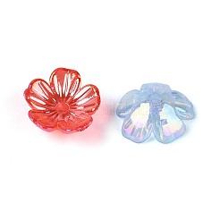 Transparent Acrylic 5-Petal Flower Bead Caps&nbsp;JACR-T004-02M