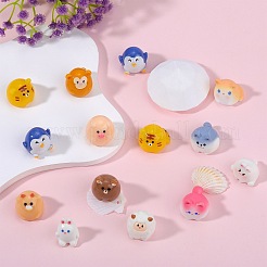 39Pcs 13 Style Cute Resin Animal Figurines Ornament&nbsp;DJEW-SZ0001-11