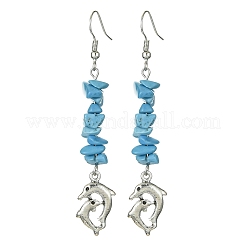 Synthetic Turquoise Chips Dangle Earring&nbsp;EJEW-JE05436