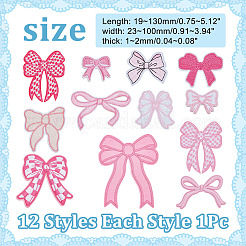 12Pcs 12 Styles Bowknot Polyester Embroider Thread Iron on/Sew On Patches&nbsp;PATC-AR0001-15