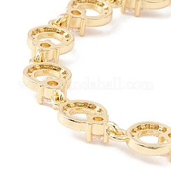Clear Cubic Zirconia Open Ring Link Chains Bracelet&nbsp;BJEW-I301-13G