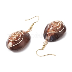 Natural Shell Beaded Dangle Earrings&nbsp;EJEW-TA00609
