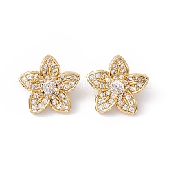 Rack Plating Brass Pave Clear Cubic Zirconia Connector Charms&nbsp;ZIRC-C040-17G