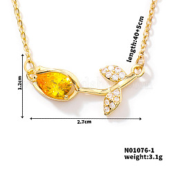 Fashionable Brass Pave Cubic Zirconia Tulip Flower Pendant Necklaces for Women&nbsp;SG6525-3