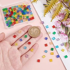 160Pcs 8 Colors 2-Hole Baking Paint Transparent Glass Seed Beads&nbsp;SEED-AR0001-27