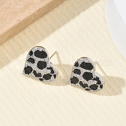 Brass Micro Pave Cubic Zirconia Stud Earrings for Women&nbsp;EJEW-A168-09P