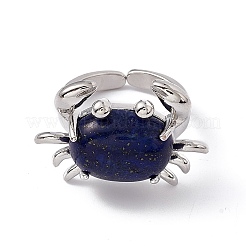 Natural Lapis Lazuli Crab Open Cuff Ring&nbsp;RJEW-I090-01P-11