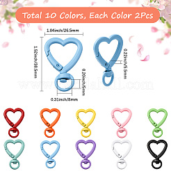 20Pcs 10 Colors Heart Spray Painted Alloy Swivel Clasps&nbsp;FIND-SC0017-39