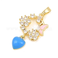 Brass Micro Pave Clear Cubic Zirconia Pendants&nbsp;CU-CBA9B49-04A-G
