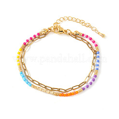 Glass Rainbow Beaded Double Layer Women's Bracelets&nbsp;MZ0541