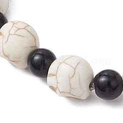 3Pcs 3 Colors Synthetic Turquoise Beaded Stretch Bracelets&nbsp;BJEW-JB12093